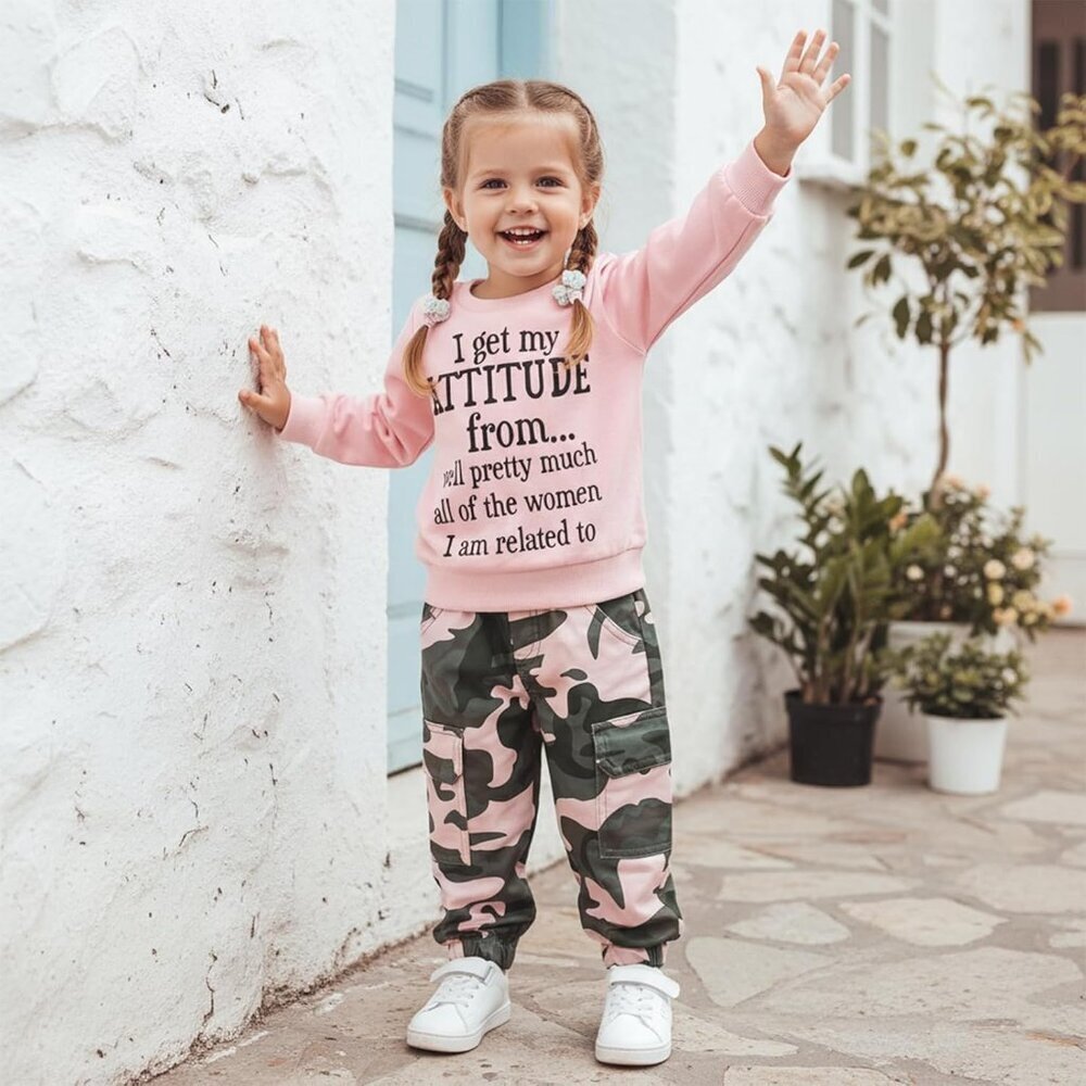 Toddler Girls Clothes 2T 3T 4T 5T Fall Outfits Baby Pullover Sweatshirt & Camouf - Picture 2 of 7